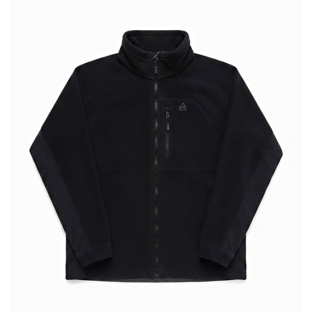 Nike ACG Mens Fleece Jacket L Black Full Zip Stand-Up Collar Outdoor Logo
